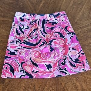Vibrant Pink Paisley Y2k Dopamine Skirt Crown & Ivy Sz 4 Business Casual Preppy